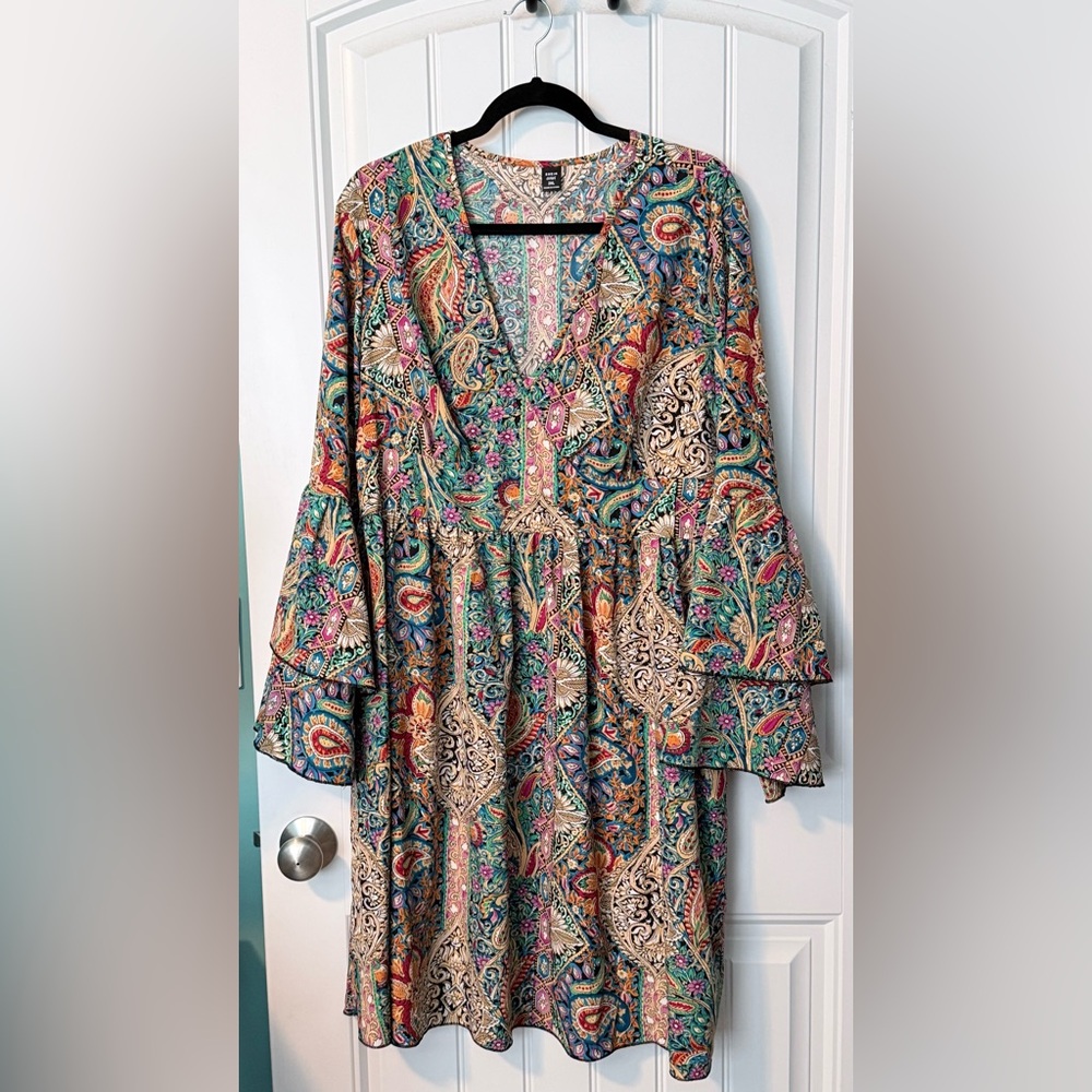 SHEIN Multicolor Paisley Long Sleeve Dress